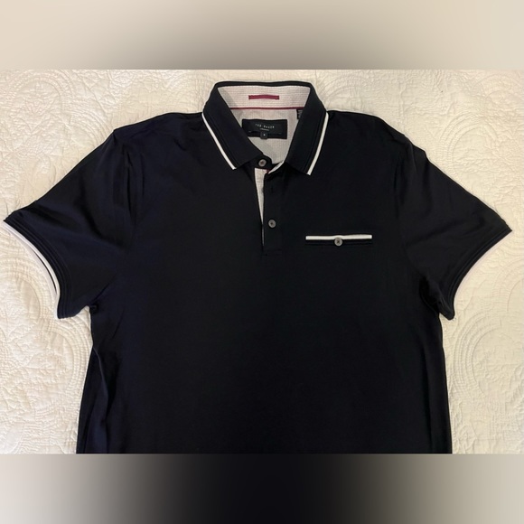 Like new! TED BAKER London Derry Flat Knit Polo Shirt Navy-Size 4 - Picture 4 of 9
